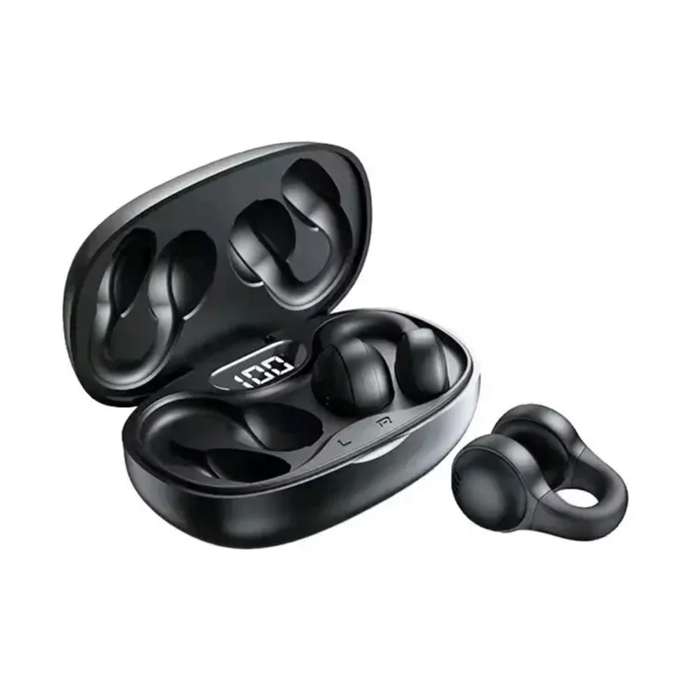 Auricular BT X58 negro de formato clip con estuche de carga