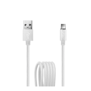 Cable Foxbox Prism blanco de nylon trenzado — imagen ilustrativa, el producto es con ficha Lightning