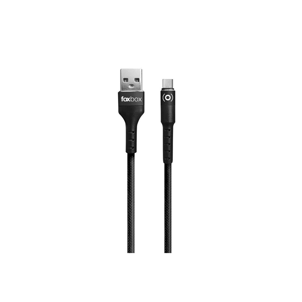 Cable Foxbox Round Tipo C negro, conectores USB y USB-C