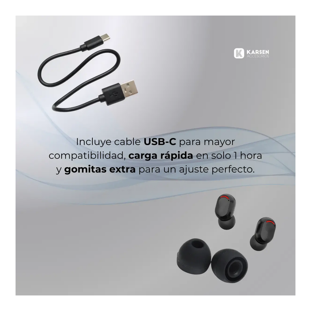 Incluye cable USB-C y gomitas extra